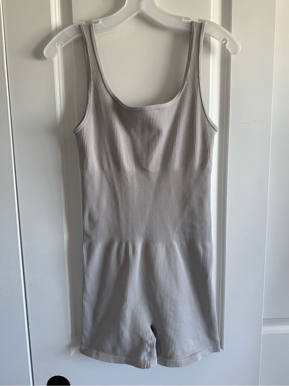 Ribbed Tank Romper - Light Gray